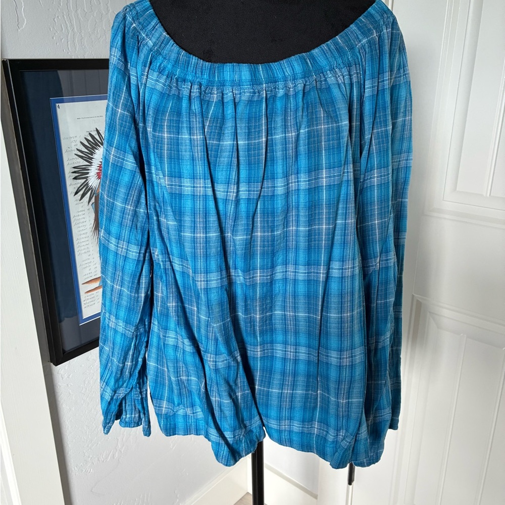Panhandle Slim Turquoise Plaid Blouse